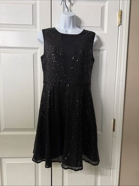 Cynthia Cynthia Rowley Black Sequin Fit-&-Flare Dress Sz 6 NWOT